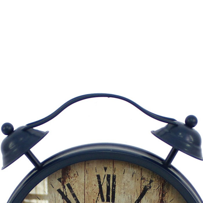 Antique Clock Design Metal Wall Decor with Spade Needles, Blue
