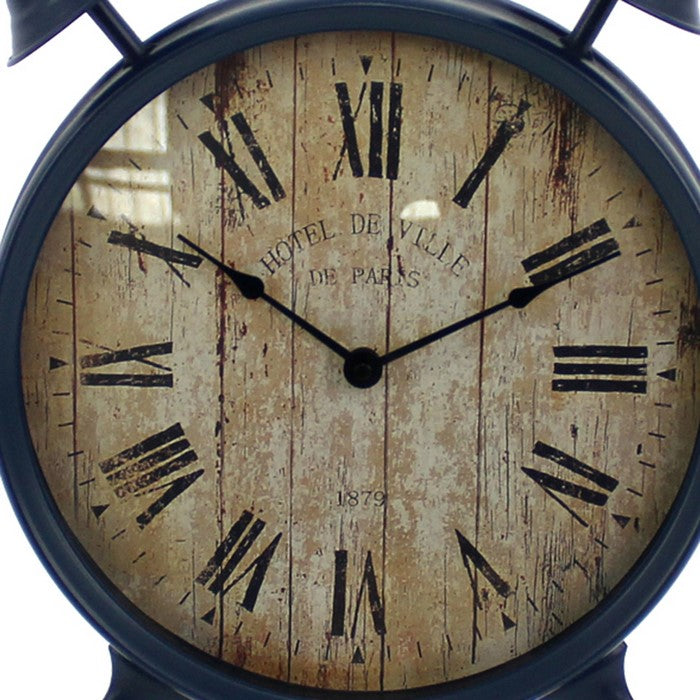 Antique Clock Design Metal Wall Decor with Spade Needles, Blue