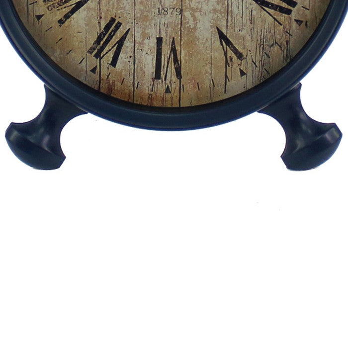 Antique Clock Design Metal Wall Decor with Spade Needles, Blue