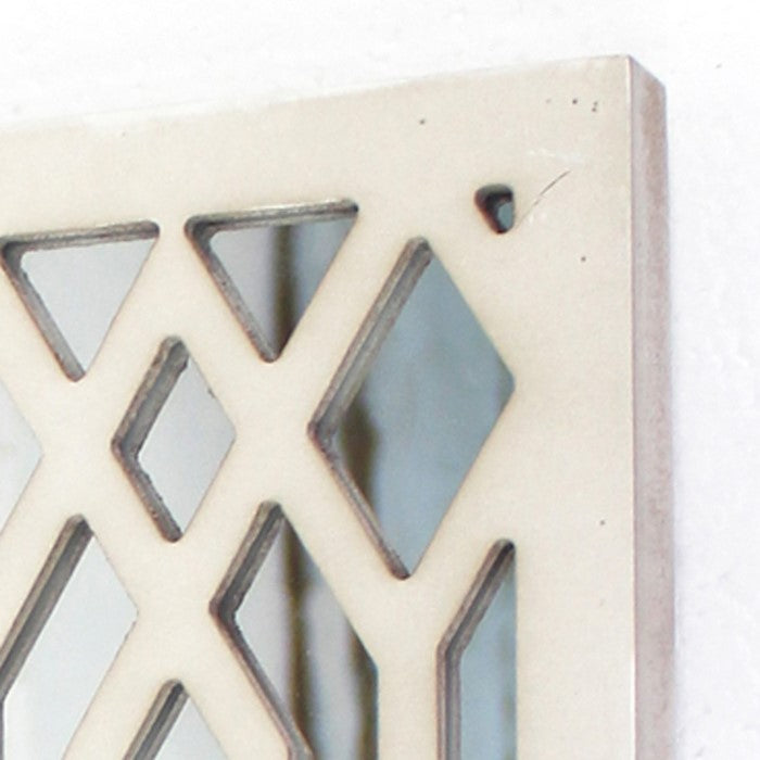 Wooden Rectangular Frame Candle Holder with Lattice Design, White
