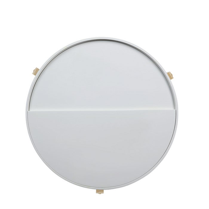 Round Wooden Coffee Table with Hidden Storage, White and Brown