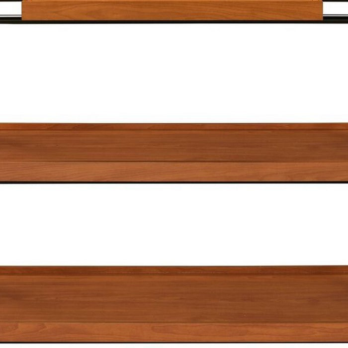 Rectangular Wooden Top Metal Frame Sofa Table, Oak Brown and Black