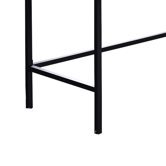 Wooden Desk with 2 Drawers and Metal Frame, Washed White and Black