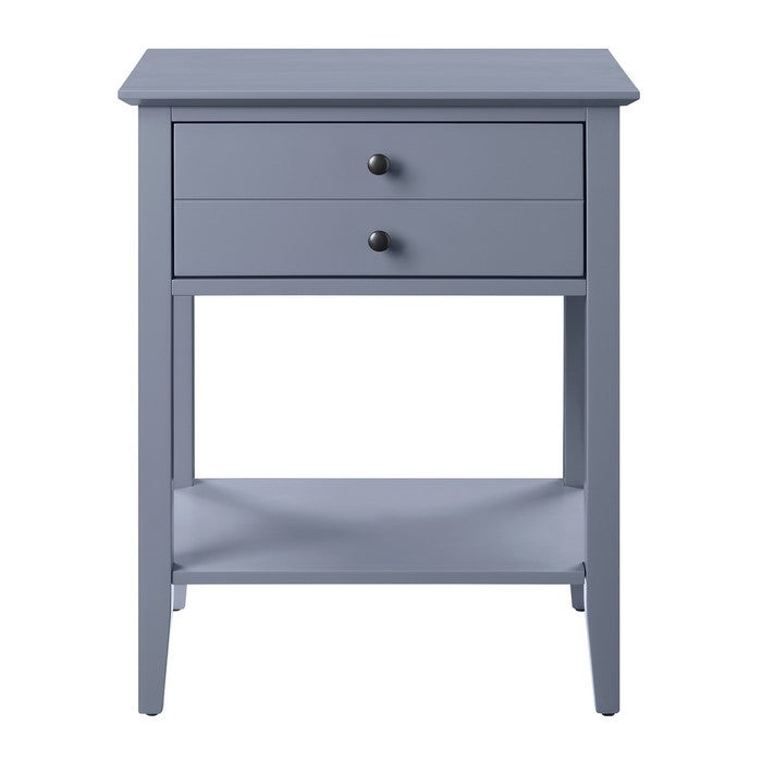 Rectangular Wooden Side Table with 1 Drawer and 1 Bottom Shelf, Gray