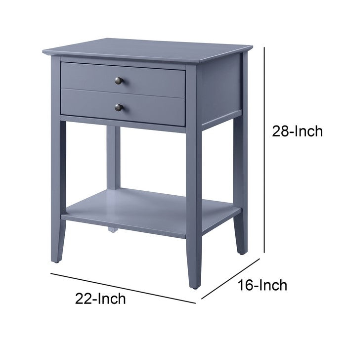 Rectangular Wooden Side Table with 1 Drawer and 1 Bottom Shelf, Gray