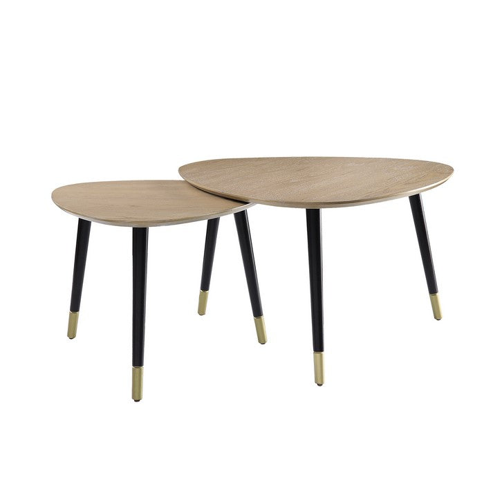 Triangular Top Nesting Table with Angled Leg Support, Black and Brown