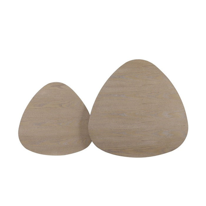 Triangular Top Nesting Table with Angled Leg Support, Black and Brown