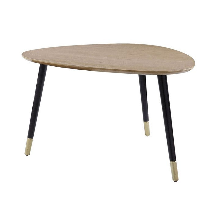 Triangular Top Nesting Table with Angled Leg Support, Black and Brown