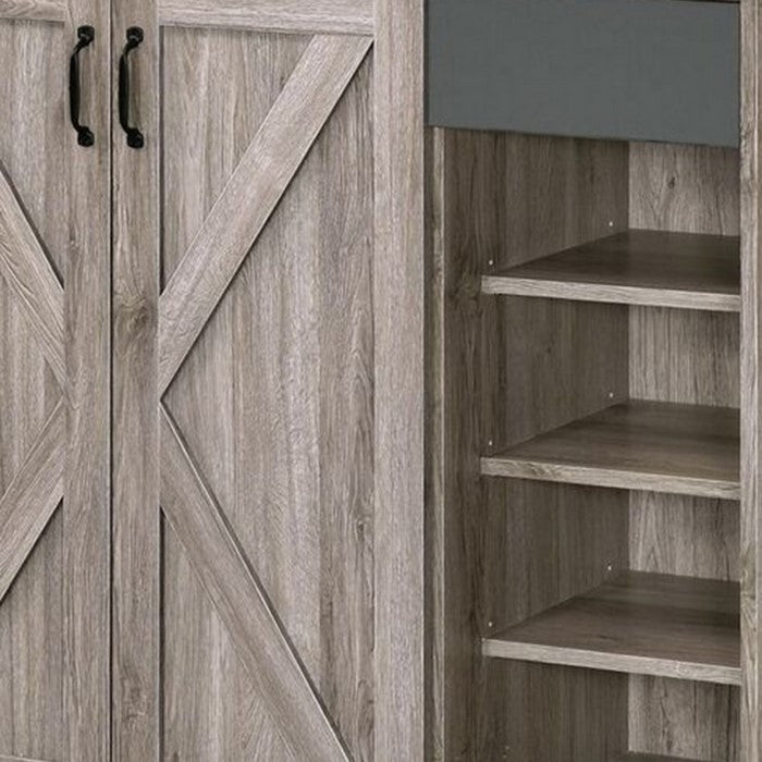 Wooden Shoe Cabinet with 1 Cabinet and 4 Open Compartments, Brown