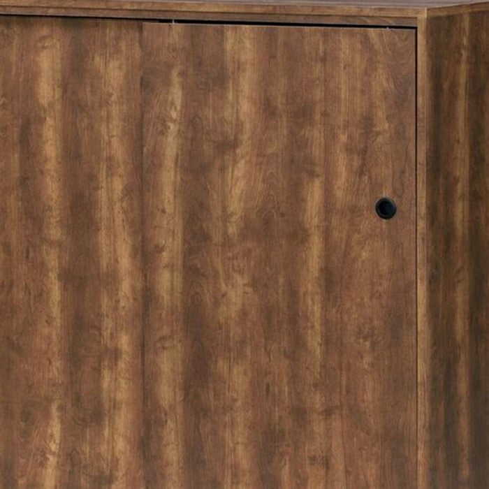 Wooden Shoe Cabinet with 2 Sliding Doors and Splayed Legs, Oak Brown
