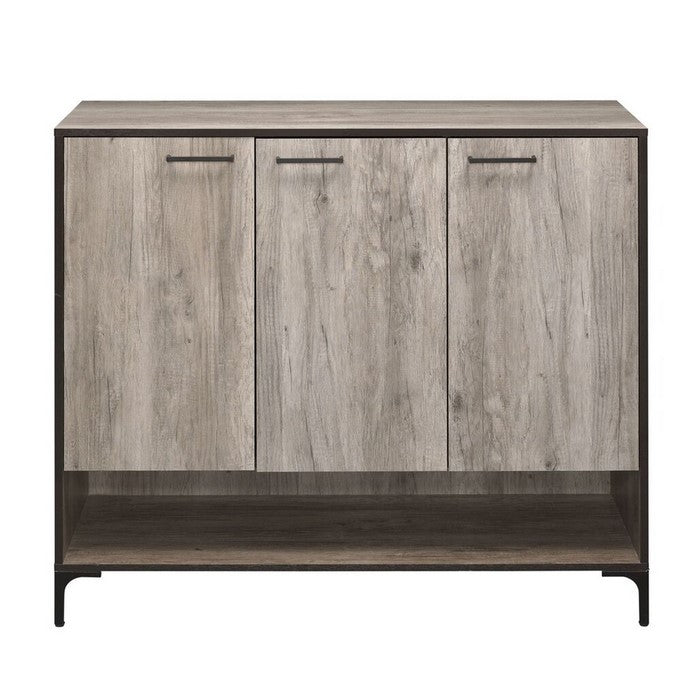 3 Door Wooden Shoe Cabinet with Open Bottom Compartment, Brown