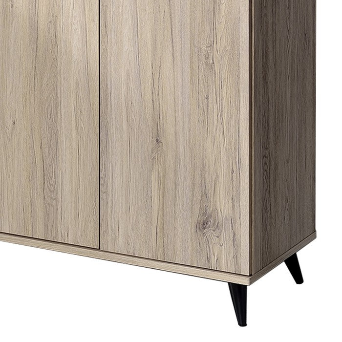 3 Door Wooden Shoe Cabinet with 1 Drawer and 2 Open Compartments, Brown