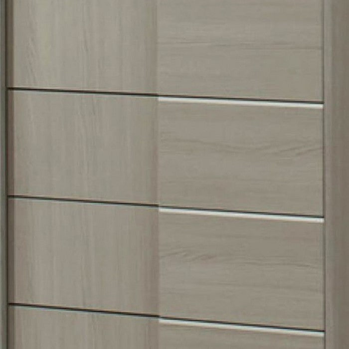 Wooden Chest with 5 Drawer Storage and Block Legs, Gray