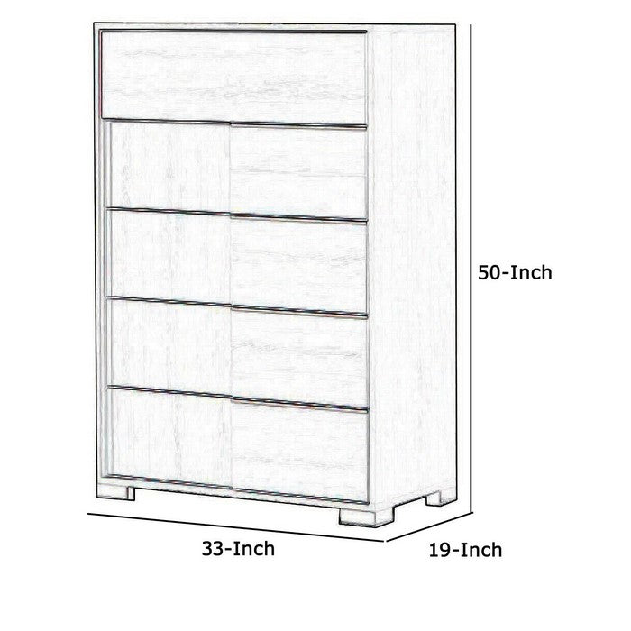 Wooden Chest with 5 Drawer Storage and Block Legs, Gray