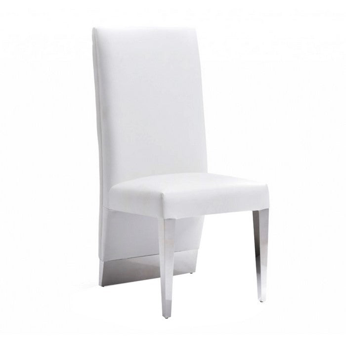 Leatherette Upholstered Dining Chair with Button Tufted Back,Set of 2,White