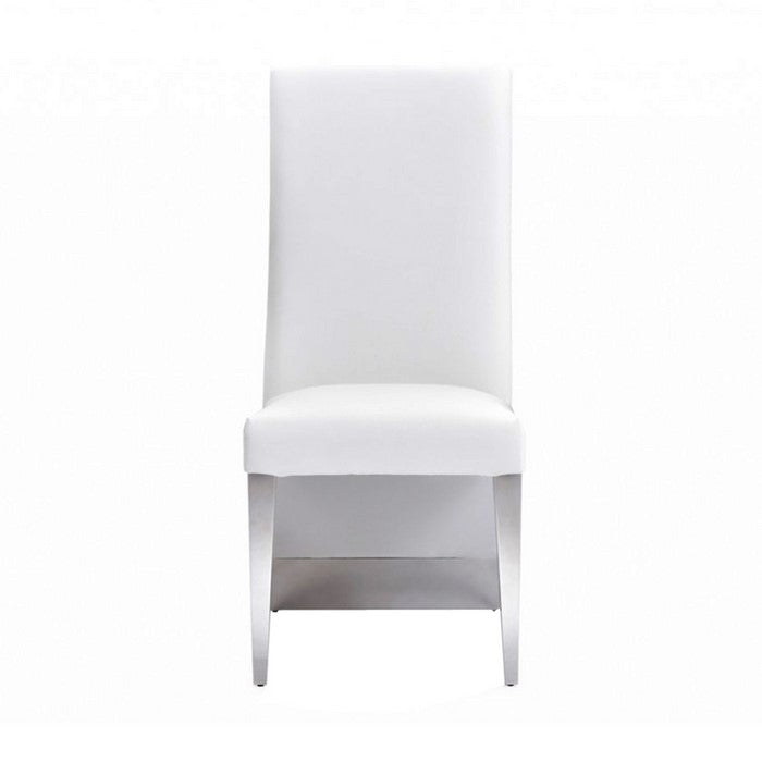 Leatherette Upholstered Dining Chair with Button Tufted Back,Set of 2,White
