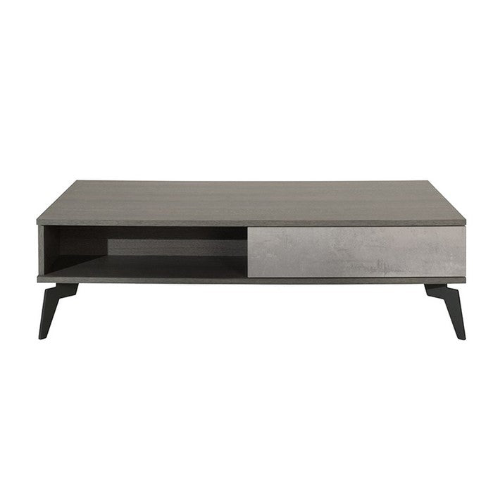 Wooden Coffee Table with 1 Drawer and 1 Storage Compartment, Gray