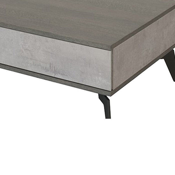 Wooden Coffee Table with 1 Drawer and 1 Storage Compartment, Gray