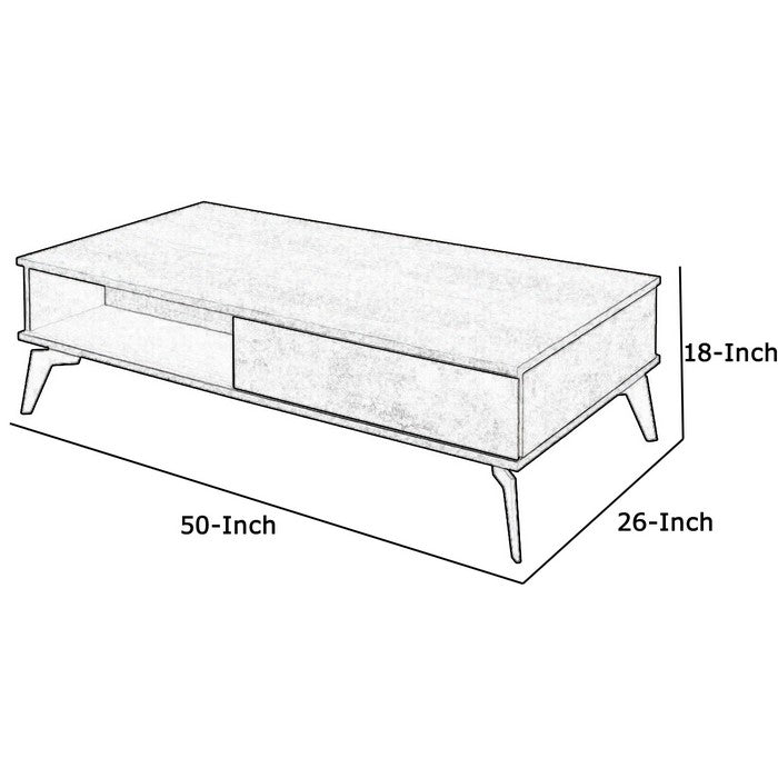 Wooden Coffee Table with 1 Drawer and 1 Storage Compartment, Gray