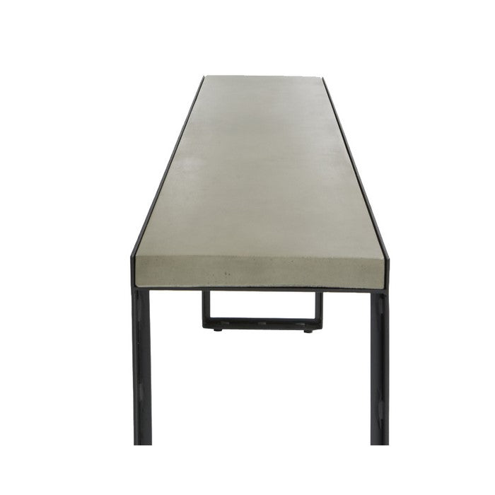 Concrete Top Console Table with Metal Frame, Gray and Black