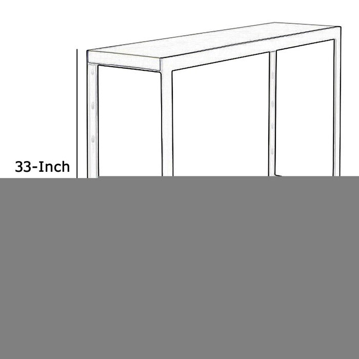 Concrete Top Console Table with Metal Frame, Gray and Black