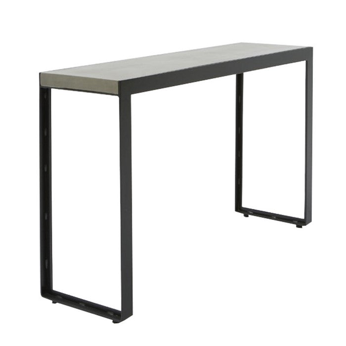 Concrete Top Console Table with Metal Frame, Gray and Black