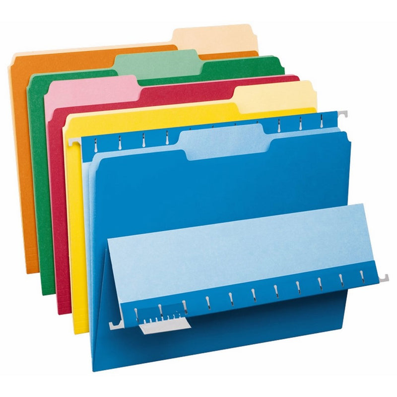 Pendaflex Interior File Folders, 1/3 Cut, Top Tab, Letter, Bright Assort, 100/Box (4210 1/3 ASST)