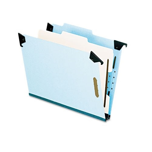 Pendaflex Hanging 4-Section Classification Folder, 1 Divider, Letter Size, Top Tab, Light Blue, 10 per Box (59251)
