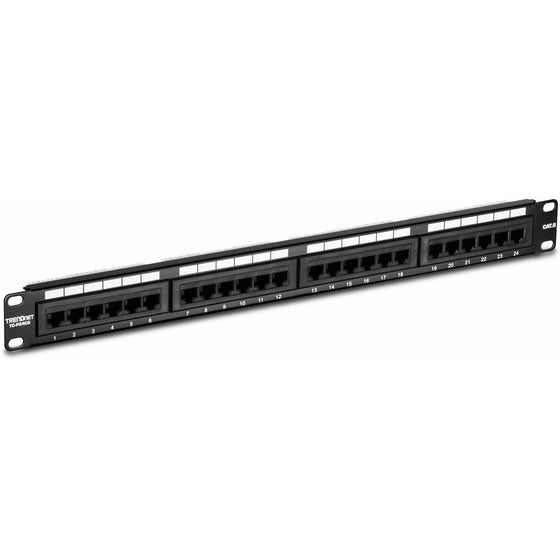 TRENDnet 24-Port Cat6 Unshielded Wallmount or Rackmount Patch Panel, Compatible with Cat 3/4/5/5e/6 Cabling, TC-P24C6