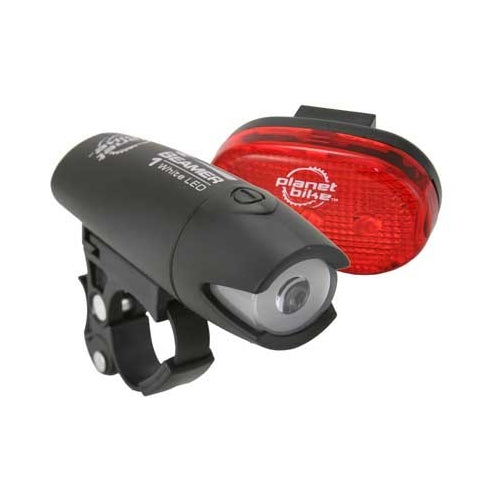 Planet Bike Beamer 1 Headllight and LED Rear Blinky 3 Bicycle Light Bundle Set