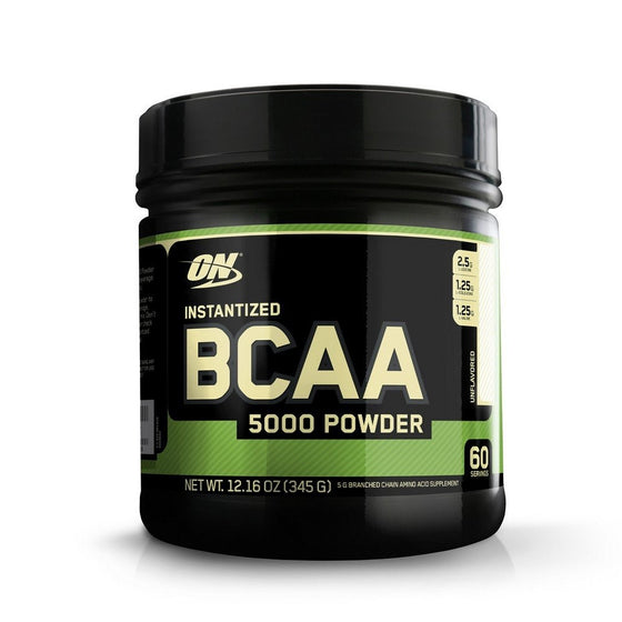 Optimum Nutrition Instantized BCAA Branched Chain Essential Amino Acids Powder, 5000mg, Unflavored, 60 Servings