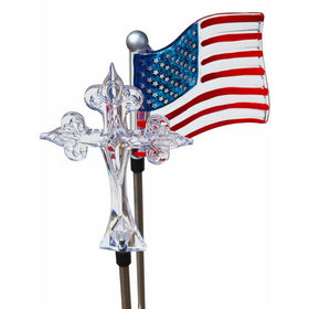 Solaration 1022C Solar Garden Lights with Flag and Cross, God Bless America