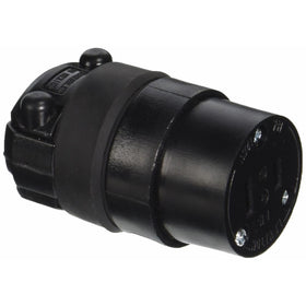 Leviton 115CR 15 Amp, 125 Volt, Cord Outlet, Polarized, Rubber with Vinyl Insert, Black