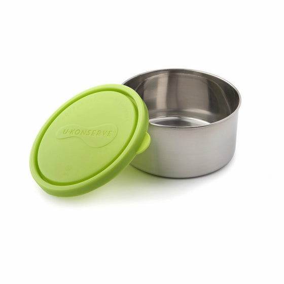 U Konserve Round Container, Medium, Stainless/Lime