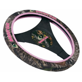 Mossy Oak Breakup Steering Wheel Cover with Pink Logos & Trim