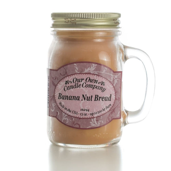 Our Own Candle Company Banana Nut Bread Scented 13 Ounce Mason Jar Candle By