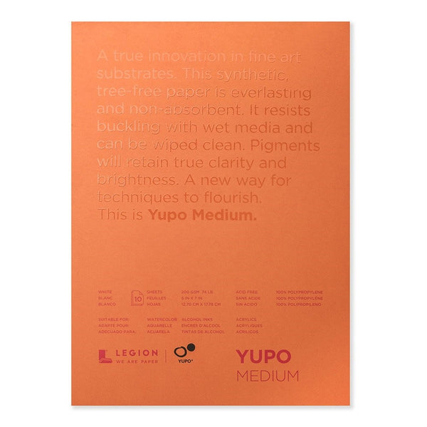 Legion Yupo Polypropylene Pad, 5 X 7 inches, Medium 74lb, 10 Sheets (L21-YUP197WH57)