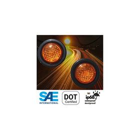 Pair of 2 LED 2" Round Clearance/Side Marker Light Kit Amber with Light and Grommet Truck Trailer RV 15103AK