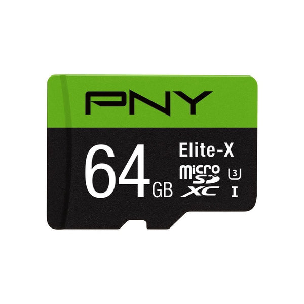 PNY Elite-X 64GB microSDXC Card with Adapter - UHS-I, U3 - up to 90MB/sec (P-SDU64U390EX-GE)