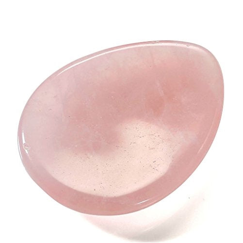 QGEM Rose quartz Carved Thumb Worry Stone Healing Crystal Pocket Palm Stone w/Box