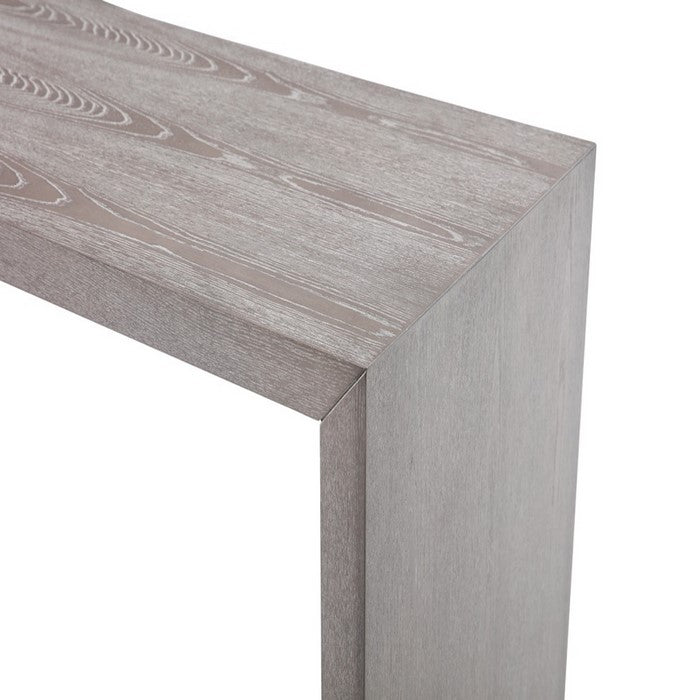 Wooden Bar Table with Rectangular Top and Metal Base, Gray
