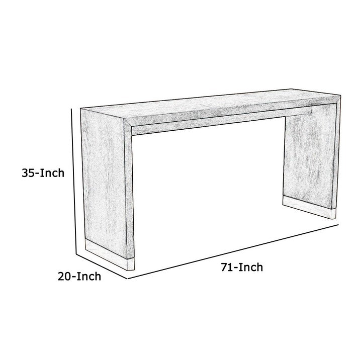 Wooden Bar Table with Rectangular Top and Metal Base, Gray