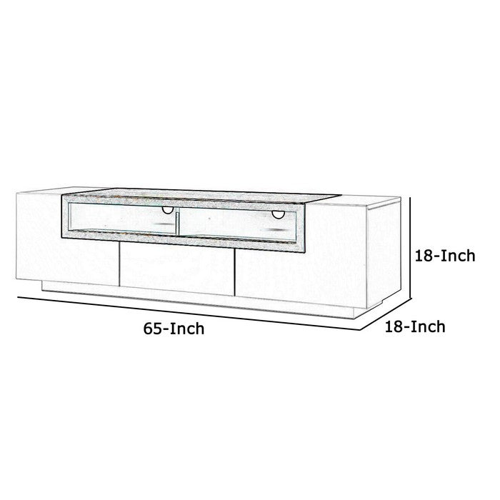 Wooden TV Stand with 5 Drawers and 2 Open Compartments, White and Brown