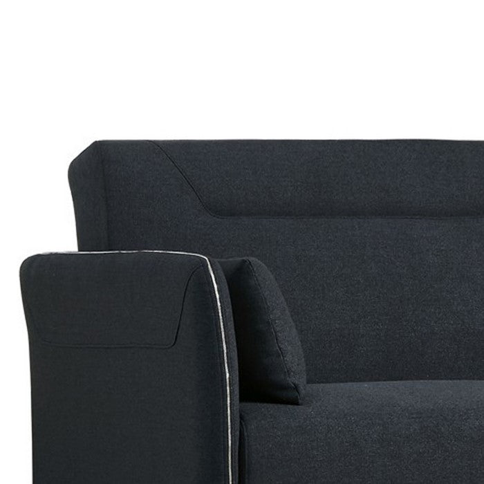 Polyester Upholstered Sofa Bed with Zipper Accents and Metal Legs, Gray