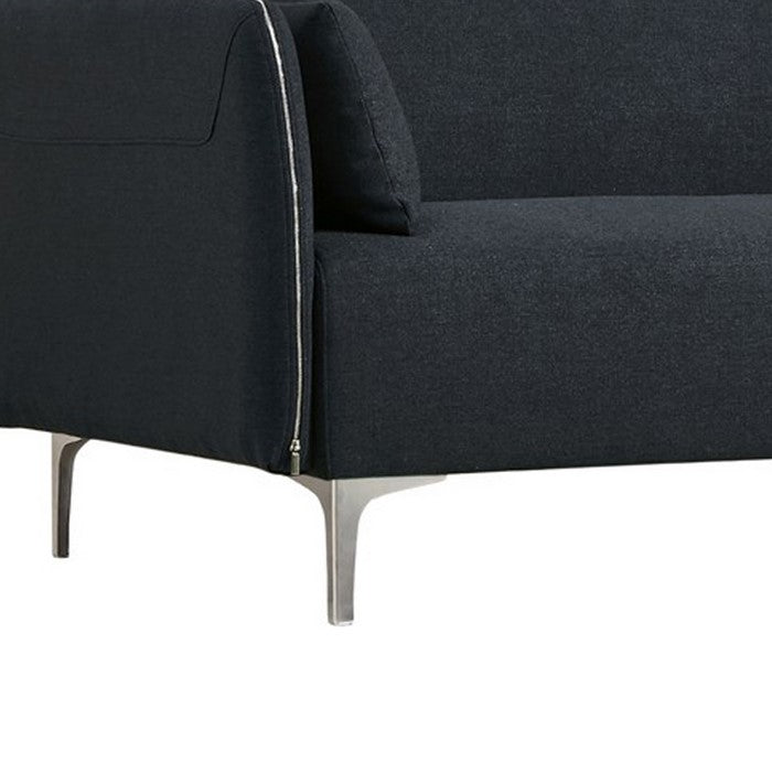 Polyester Upholstered Sofa Bed with Zipper Accents and Metal Legs, Gray