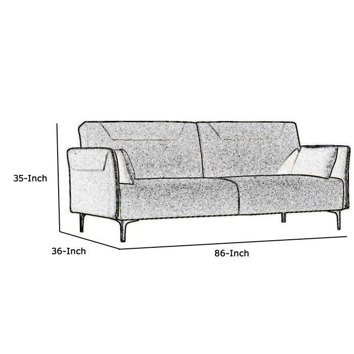 Polyester Upholstered Sofa Bed with Zipper Accents and Metal Legs, Gray
