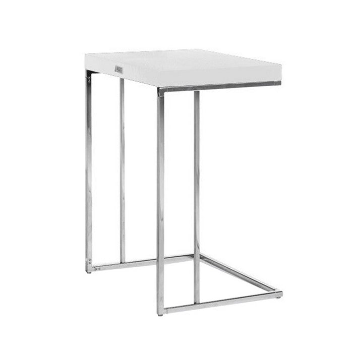 Textured Wooden Top End Table with Metal Base,Set of 3,White and Silver