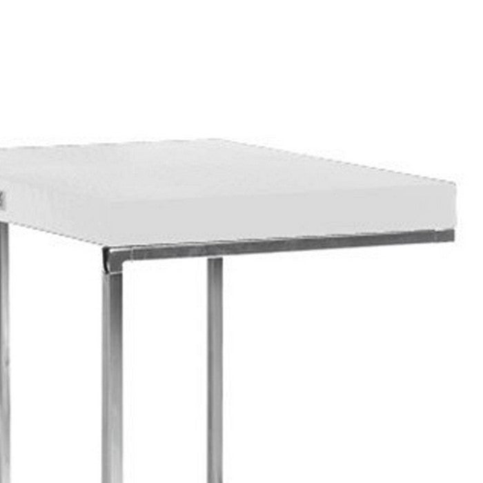 Textured Wooden Top End Table with Metal Base,Set of 3,White and Silver