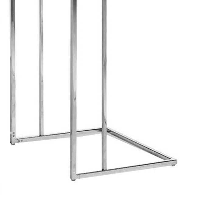 Textured Wooden Top End Table with Metal Base,Set of 3,White and Silver