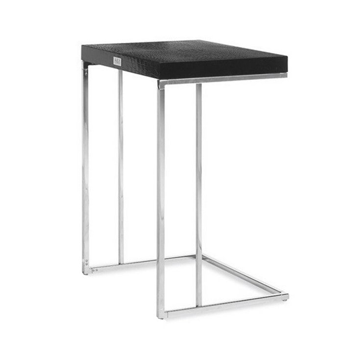 Textured Wooden Top End Table with Metal Base,Set of 3,Black and Silver